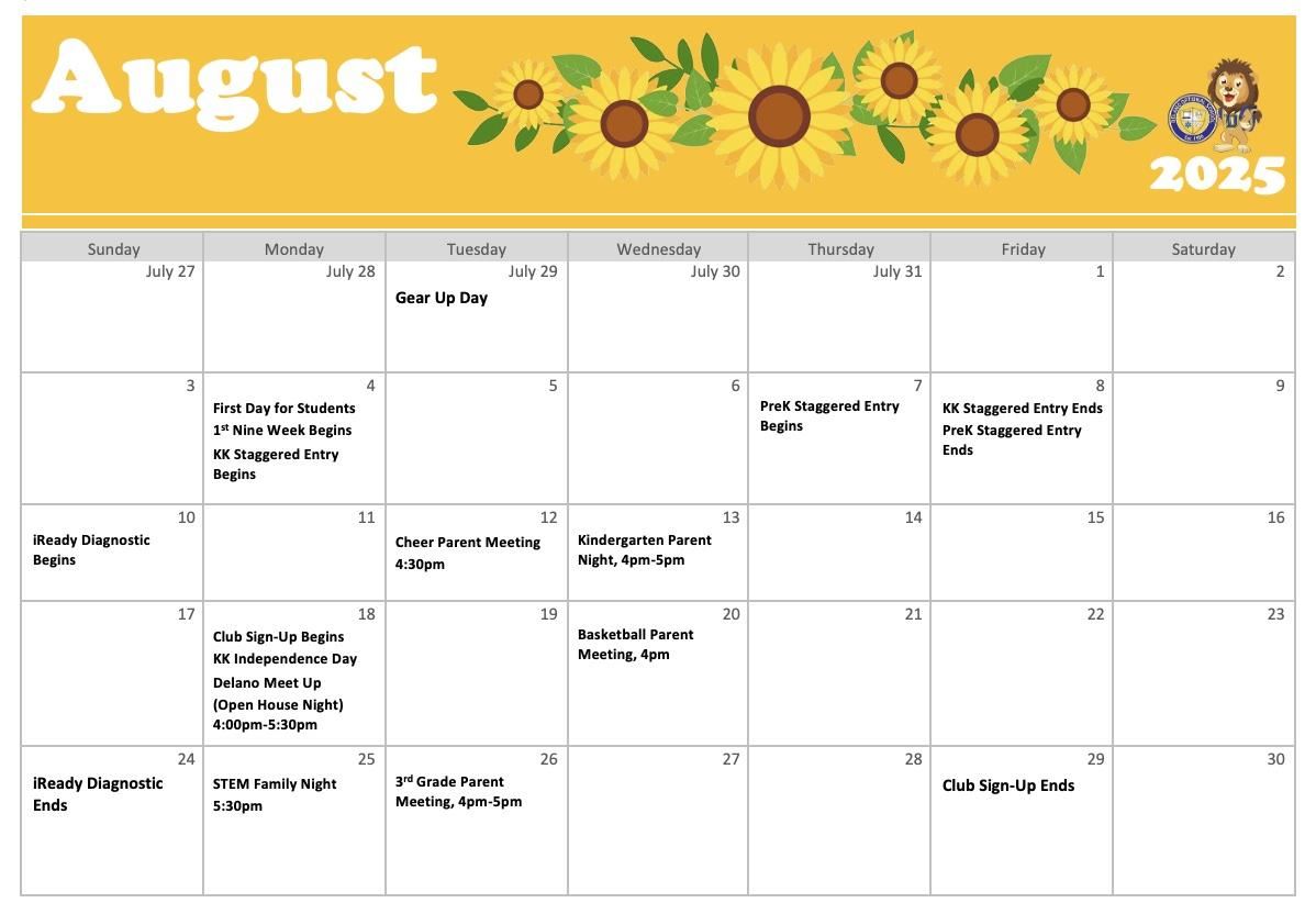 August Calendar